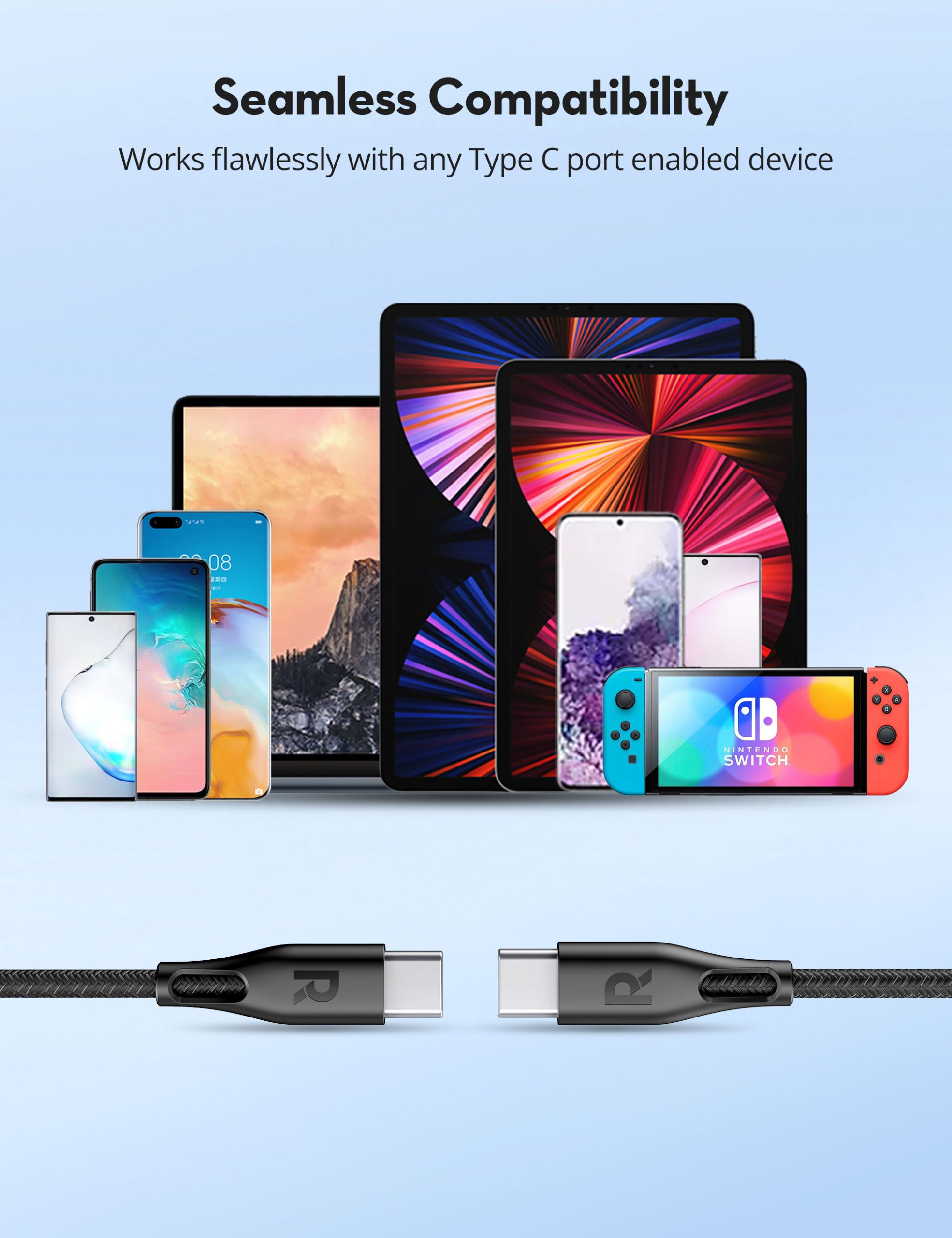 RP-CB1029 -4 کابل Type-C به Type-C راوپاور مدل RP-CB1029