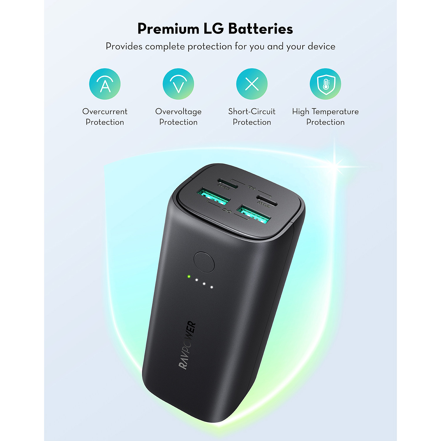 پاوربانک 20000 میلی‌آمپری راوپاور مدل RP-PB208